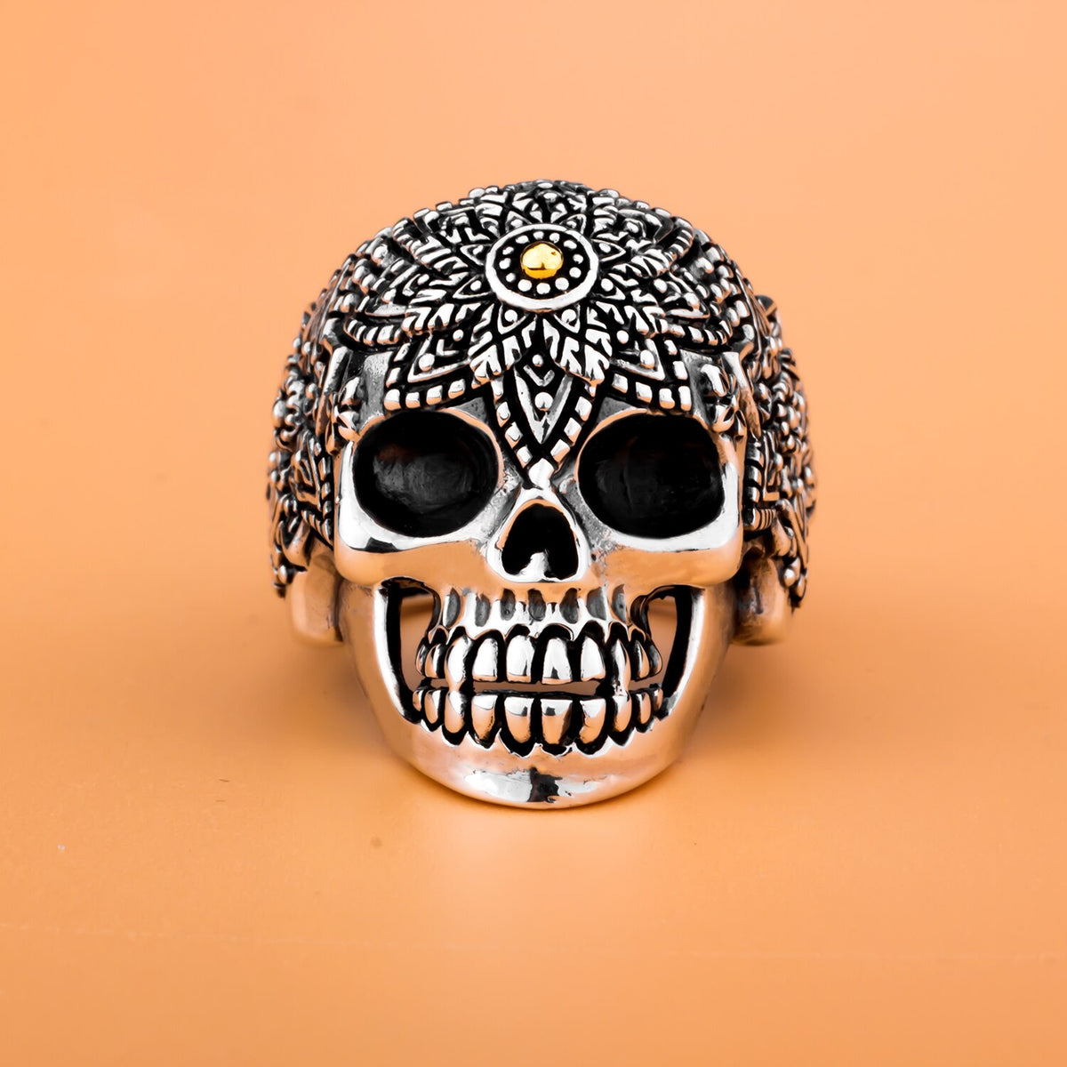 Bague Tête de Mort Crâne Mexicain - Main Image