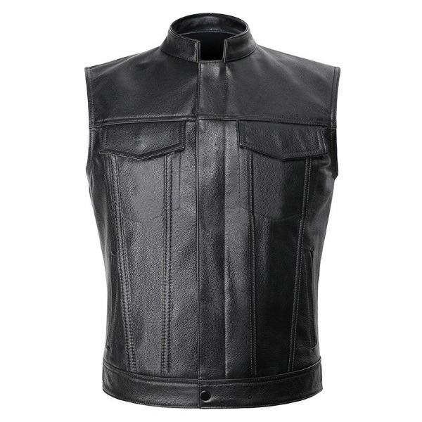 Gilet Cuir Biker Veste Sans Manche En Cuir Gilet En Cuir Biker
